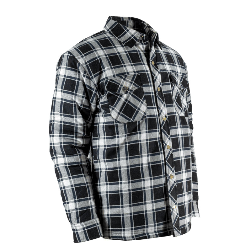 Jackfield QUILTED FLANNEL SHIRT WITH RUSTPROOF SNAPS Black and white
