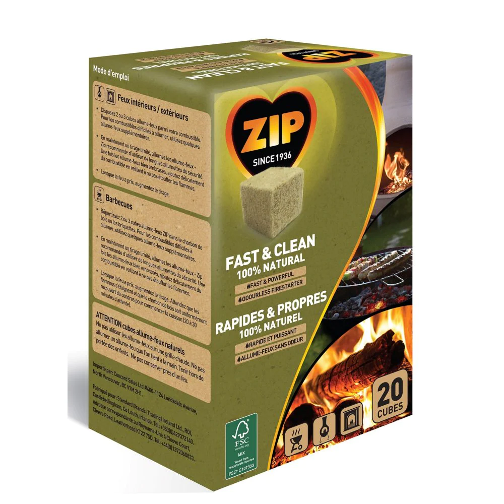 ZIP Natural Firestarter Cubes - 20 pack